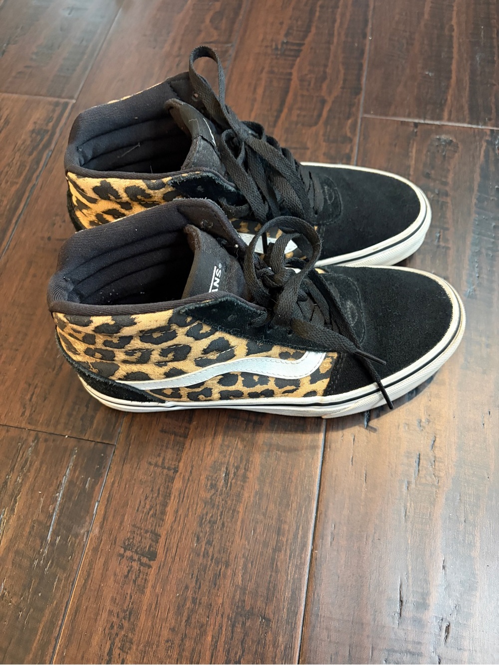 Vans High-Top Sk-8 Sneakers with Leopard Print and Black Suede Casual Skate 90’s - Picture 9 of 11